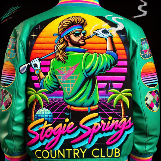 Stogie Springs "Neon Drive" Varsity Jacket – 80s Golf Reimagined